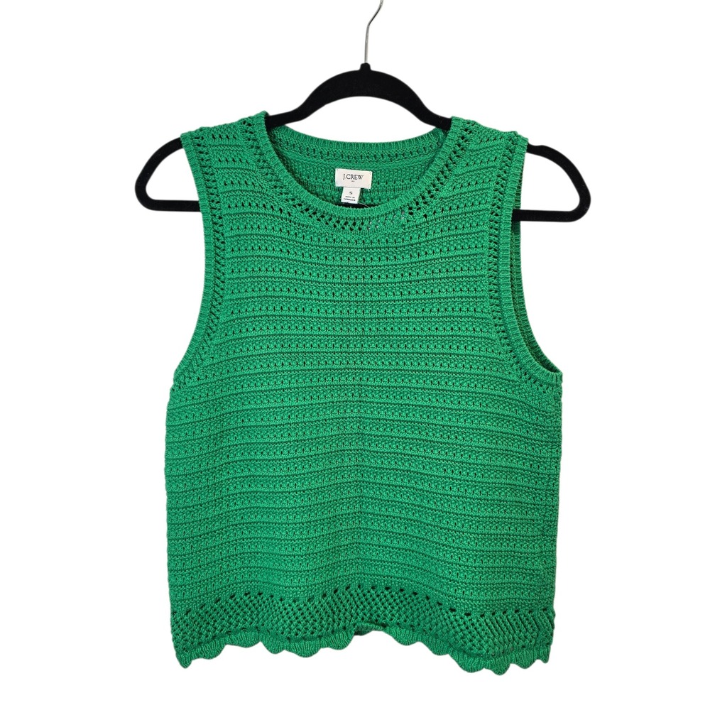 J. Crew Green Crochet Knit Sleeveless Tank Top Women's Size Small S